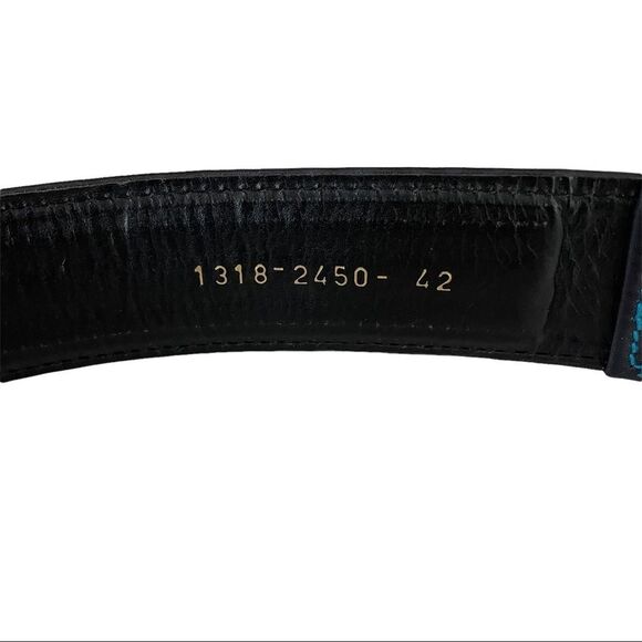 Vintage 80s Era Escada Gold E One Logo Buckle Belt Size 42 main image 4